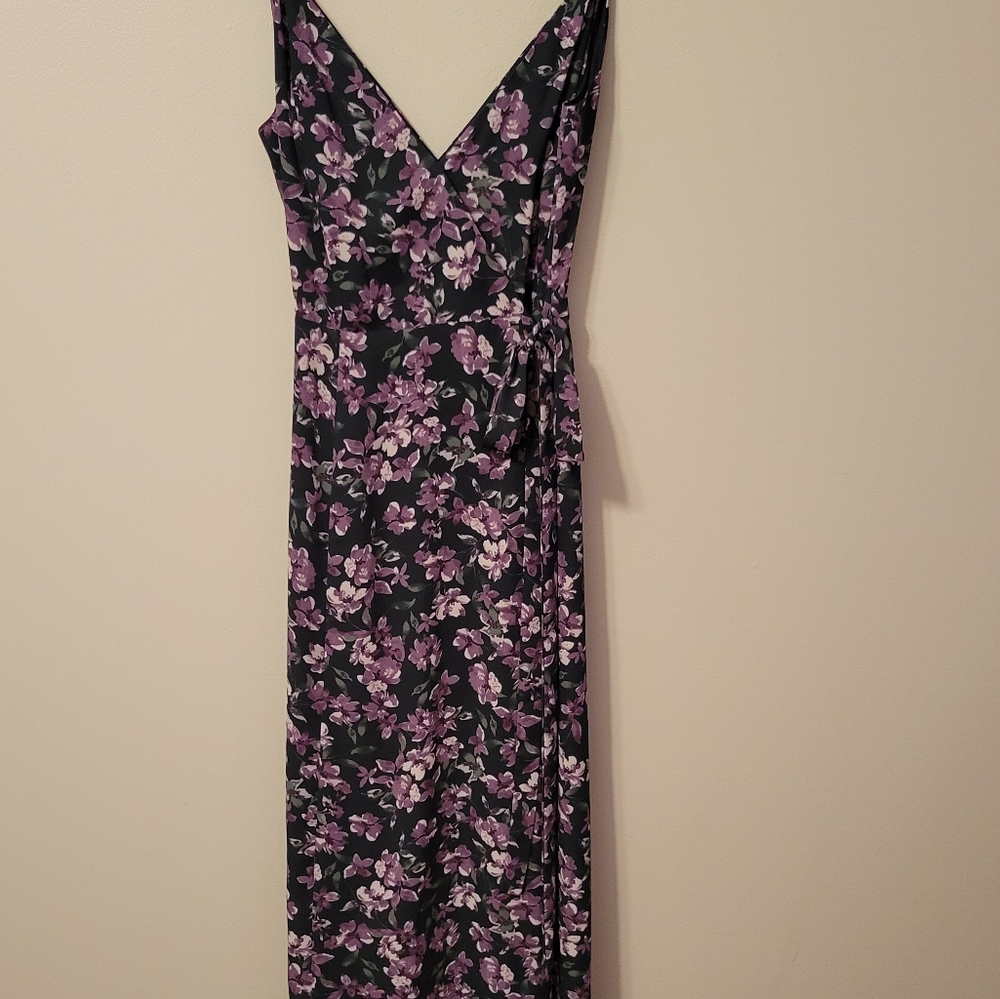 Wayf purple floral wrap dress
